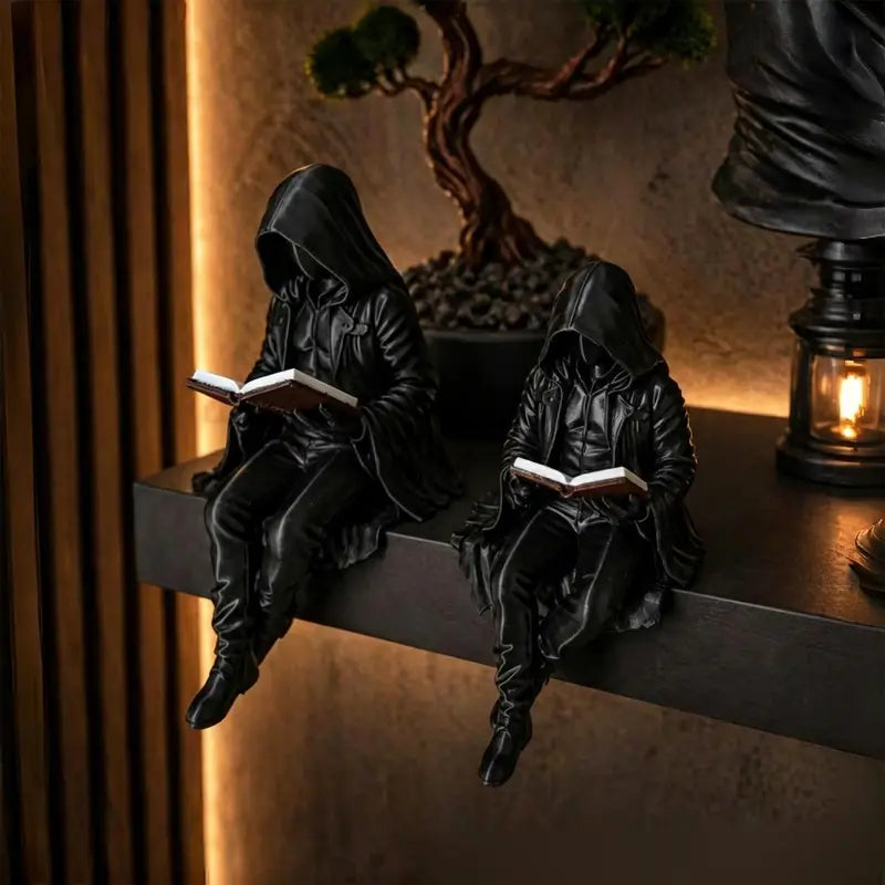 Gothic Reaper Statue for Home Decor - Spooky Shelf Accent, Dark Fantasy Art