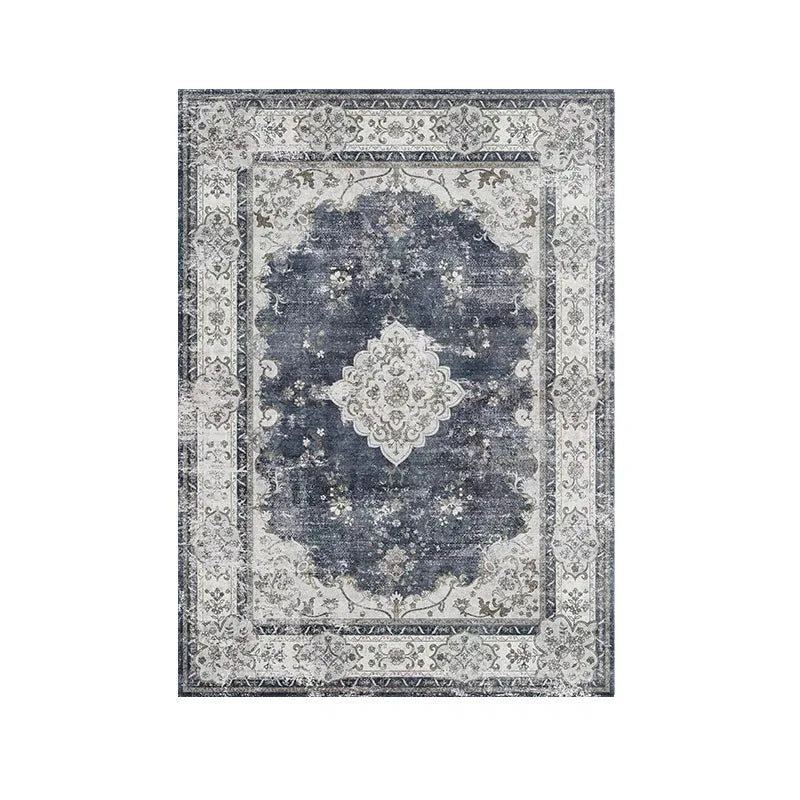 Persian Vintage Style Faux Cashmere Carpet Non-Slip Washable Bedroom Living Room Rug