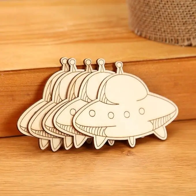Wooden Space Craft Cutouts for Kids DIY Art Projects and Home Decor - 32 Pieces