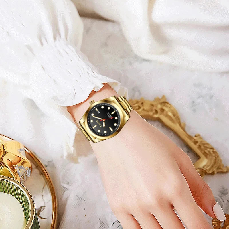 Women’s Waterproof Quartz Watch with Stainless Steel Band - Casual Sport Luminous Timepiece