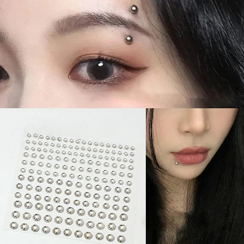 Fake Nose Lip Eyebrow Stickers Set - Reusable Body Jewelry for Teens