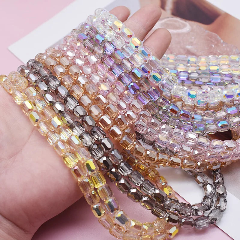 Faceted Glass Beads - Barrel Shape Cylinder Tube Spacer for Jewelry Making - 8mm, 30Pcs