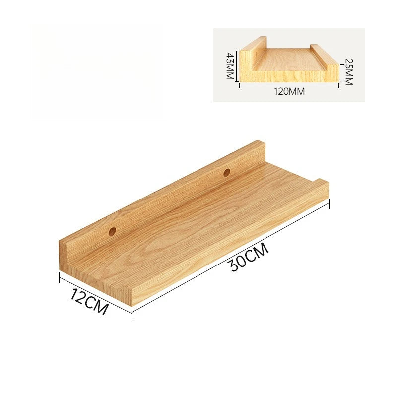 Wood Wall Shelf with Perforated Word Board - Home Storage & Decoration