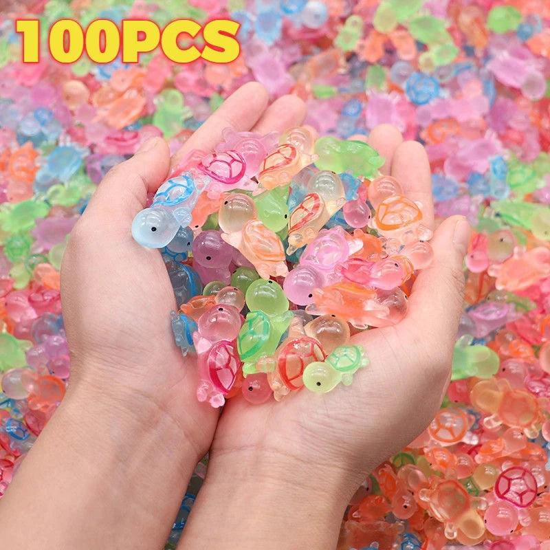 Mini Luminous Turtle Garden Decor Set - Glowing Resin Ornaments for Landscaping & Fish Tanks