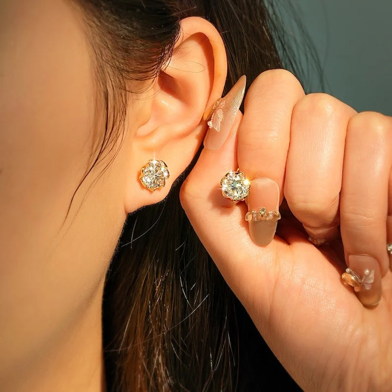 Moissanite Stud Earrings 0.1-2CT Round Cut Jewelry for Men Women