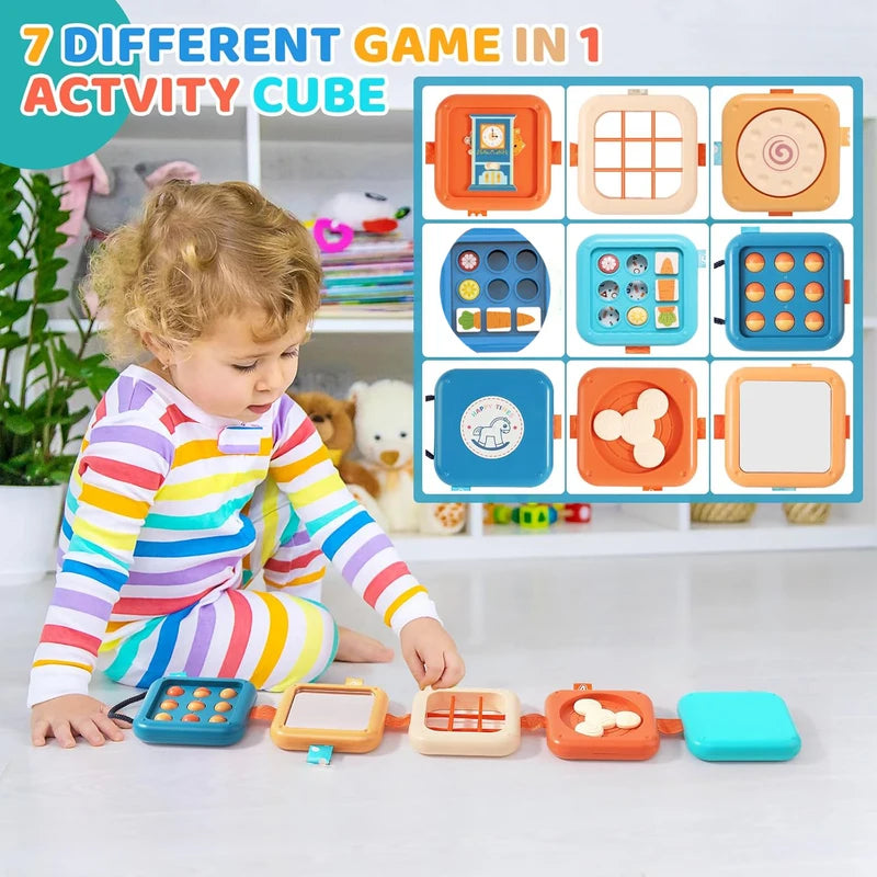 Montessori Baby Activity Cube Sensory Toys Set for 1+ Years - Fine Motor Skills & Educational Play