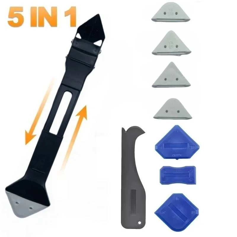 5-in-1 Silicone Caulk Remover and Finishing Tool Set - Grout & Sealant Smoother