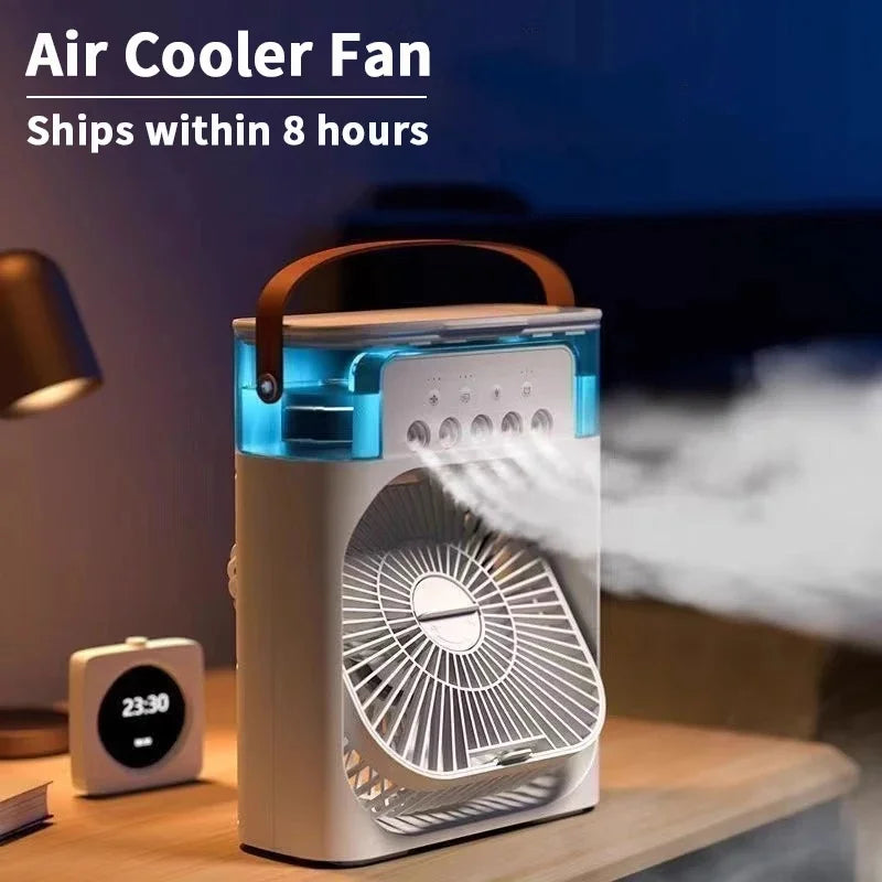 Portable 3-in-1 Air Cooler Fan Humidifier with LED Light USB Rechargeable