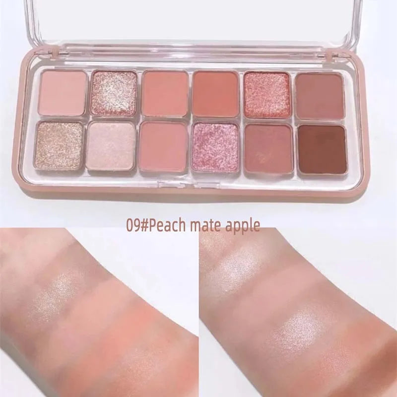 12-Color Glitter & Matte Eyeshadow Palette for All Occasions - Vibrant & Long-Lasting