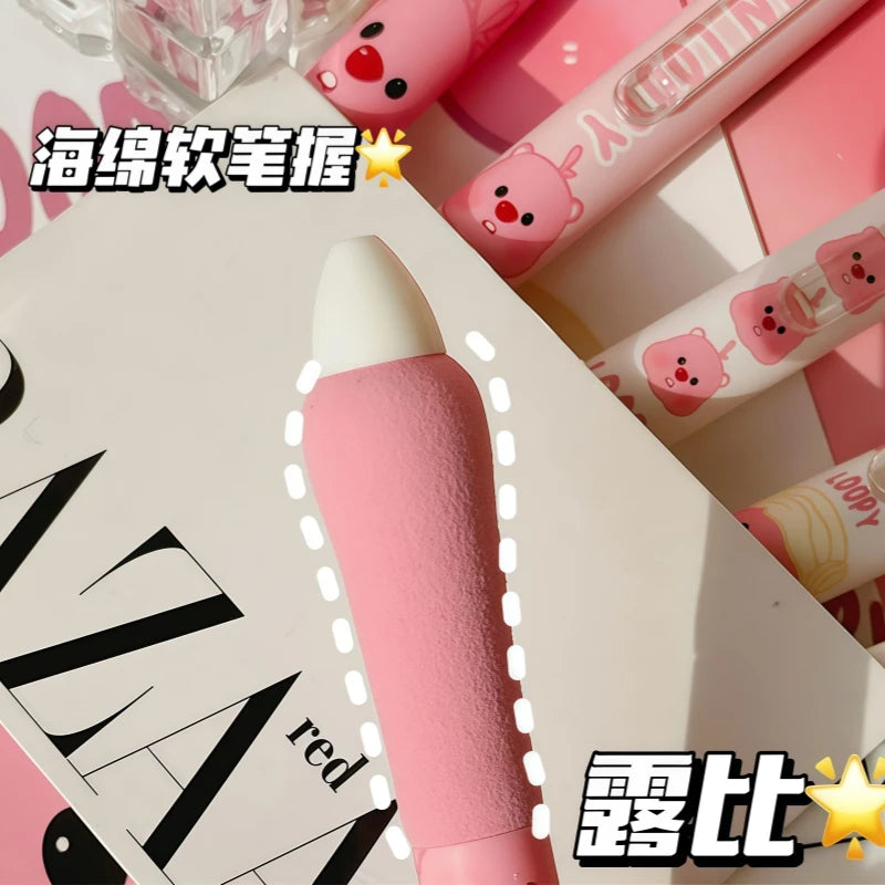 4Pcs Loopy Ballpoint Pens Set - Cute Cartoon Beaver Quick-Dry Gel Ink Signature Pens for Students & Gift