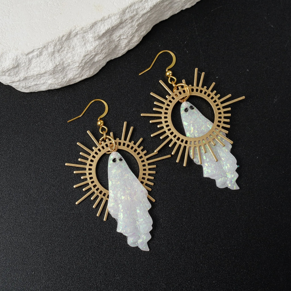 Goth Sun Ghost Star Earrings Halloween Handmade Resin Gothic Punk Jewelry