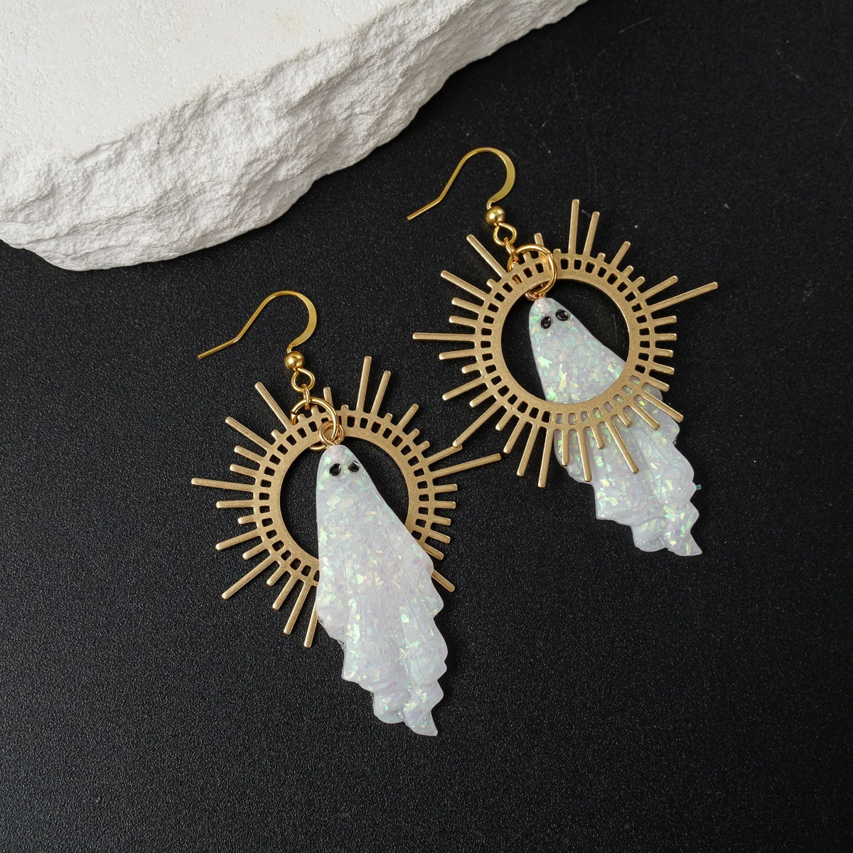 Goth Sun Ghost Star Earrings Halloween Handmade Resin Gothic Punk Jewelry