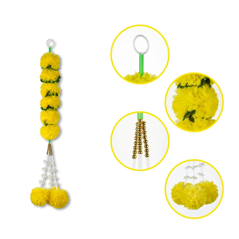 Marigold Flower Halloween Garland Artificial Floral Decoration for Festivals