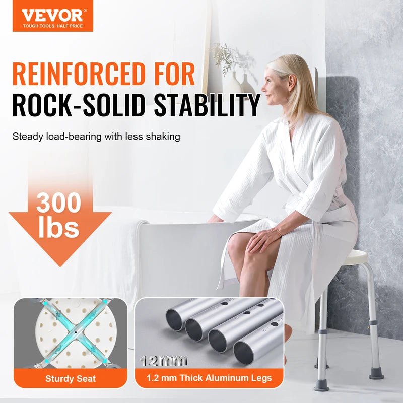 Adjustable Shower Chair for Inside Shower Non-Slip Bathtub Seat Elderly Disabled