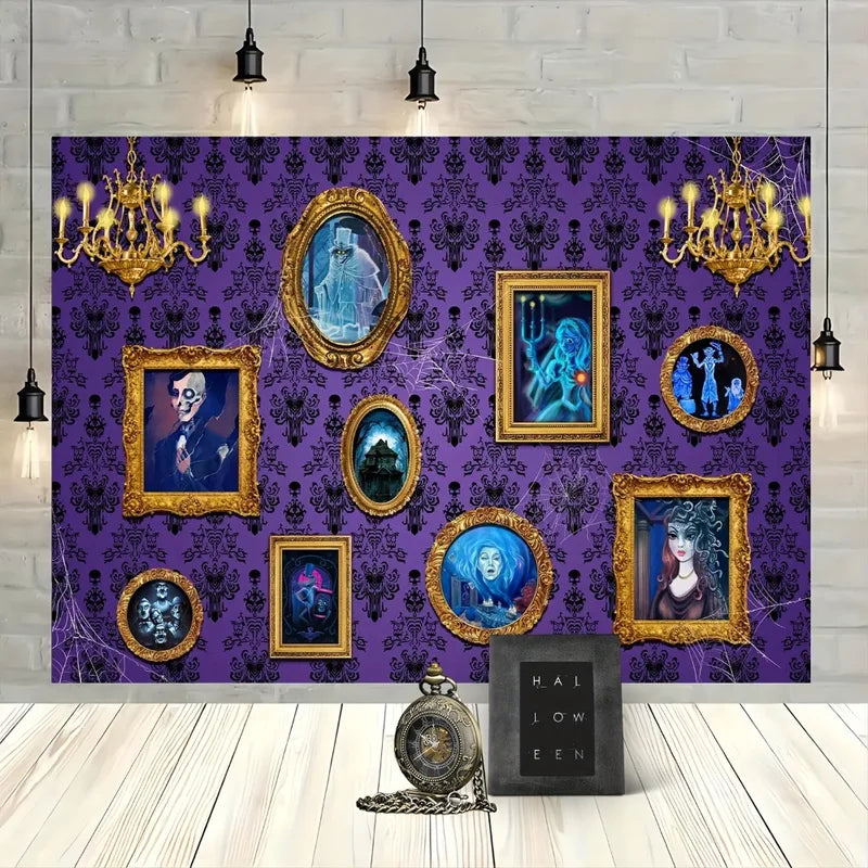 Halloween Haunted House & Gothic Spider Web Party Background Decor - Polyester Photography Backdrop