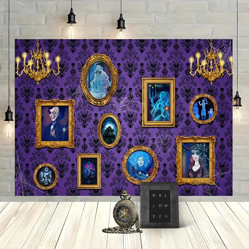 Halloween Haunted House & Gothic Spider Web Party Background Decor - Polyester Photography Backdrop
