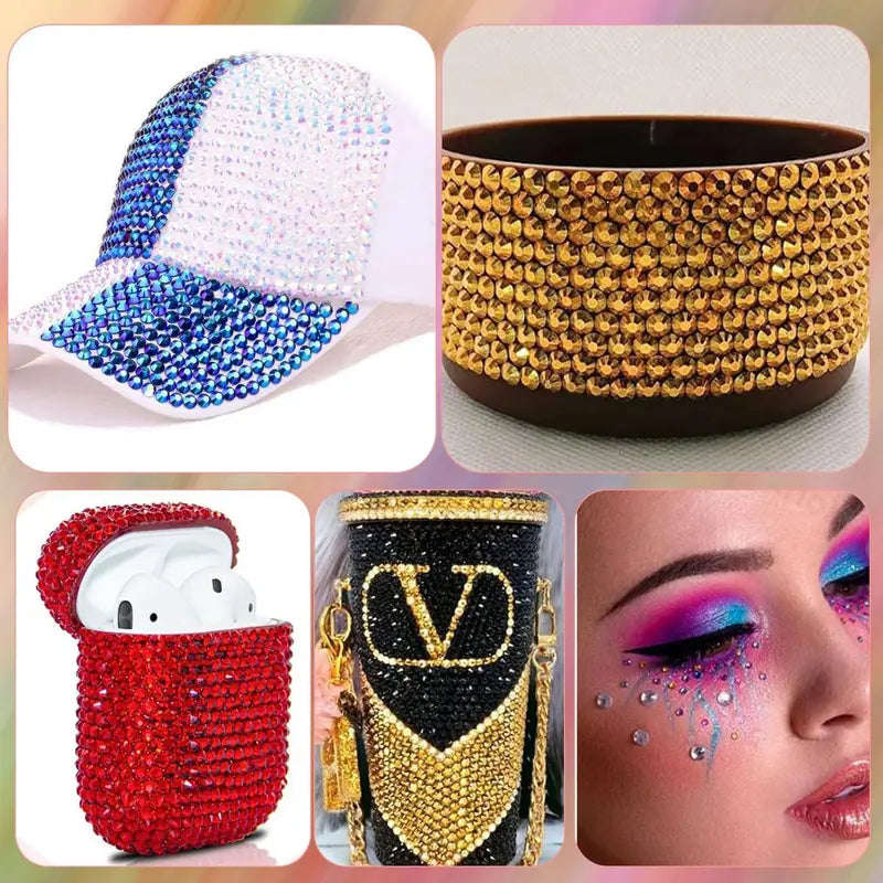 Multi-Color Rhinestone Bedazzling Kit with Glue for Nails Makeup Shoes DIY Crafts