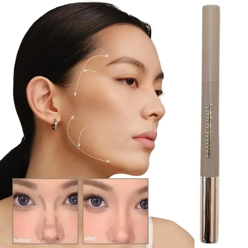 2-in-1 Contouring Pen with Brush for Face & Body Makeup - Multiple Colors