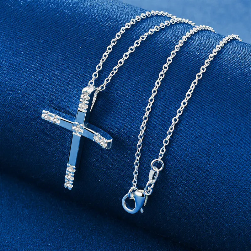 Sterling Silver Cross Pendant Necklace 16-30 Inch Women's Jewelry Gift
