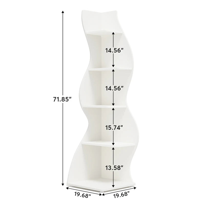 Modern 5-Tier Corner Wall Shelf - Space-Saving Bookcase & Plant Stand