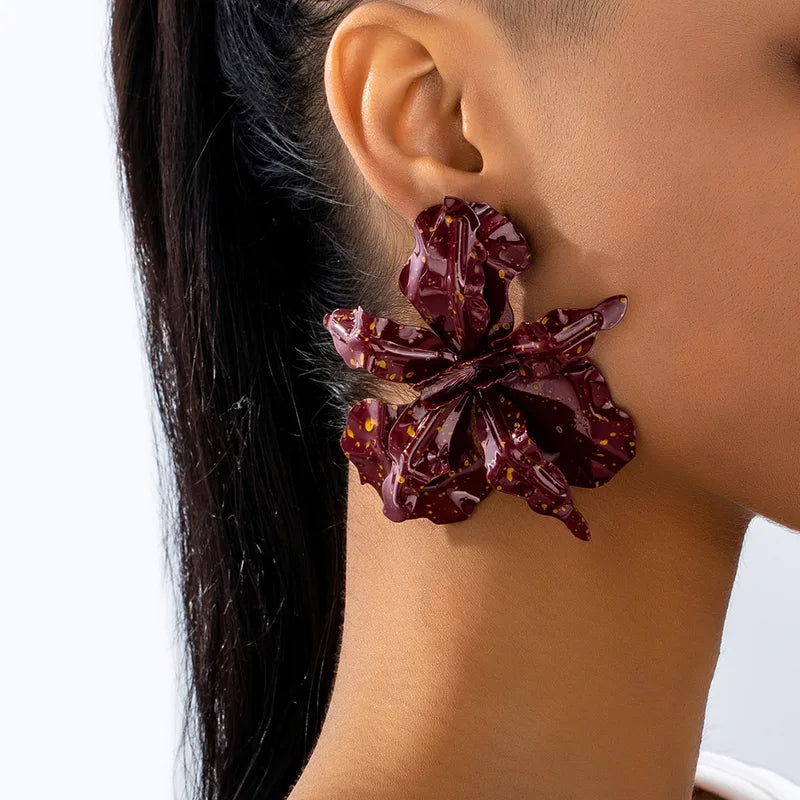 Oversized Geometric Earrings for Women - Statement Pleated Earrings for Occasion