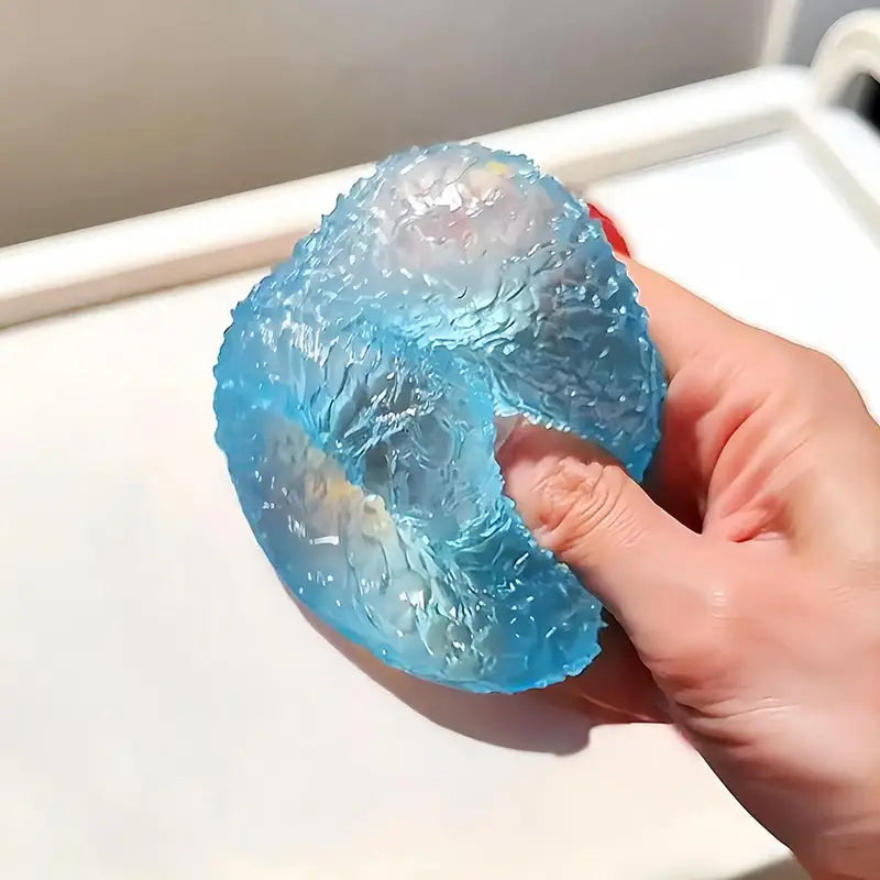 Sensory Stress Reliever Slushie Squeeze Ball with Crackling Noise - Reusable Moldable Fidget Toy for All Ages