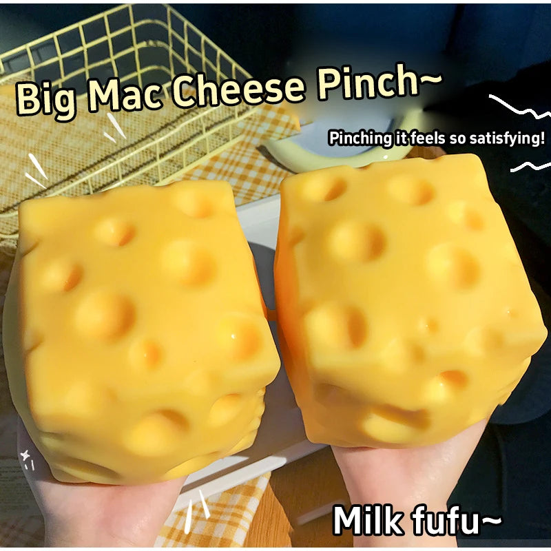 Large Cheese Squeeze Toy - Foam Fidget Ball for Adults and Kids