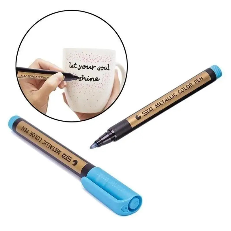 Metal Marker Paint Pen Set for Art & Craft - Permanent, Water-Based, Quick-Dry