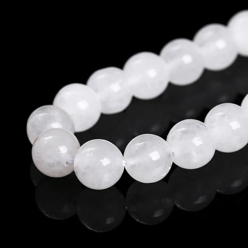 Natural Stone Beads for Jewelry Making - White Jade Round Loose Spacer Beads