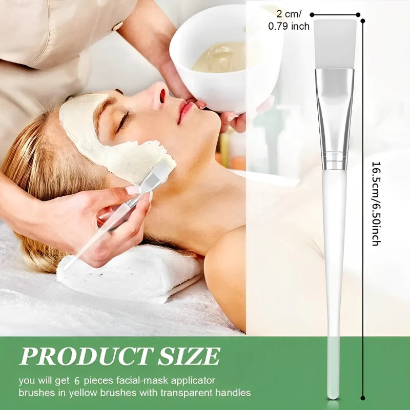 Facial Mask Brush Set - Soft-Head Applicator with Clear Plastic Handle for Skin Care Spa & Salon
