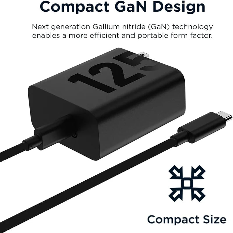 125W TurboPower GaN Fast Charger USB C Wall Adapter with 3.3ft Type C Cable for Laptops & Smartphones