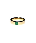 Natural Gemstone Emerald Ring for Women Gold Color Inlaid Green Zircon Stainless Steel Bridal Engagement Jewelry