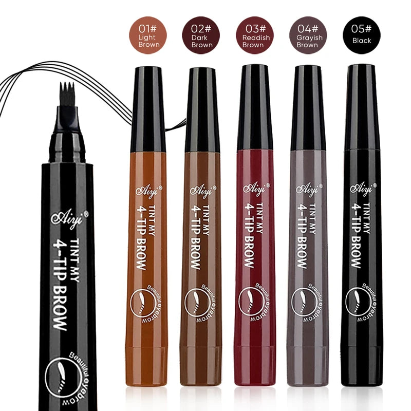 Waterproof Eyebrow Pen with Split Tip - Multiple Colors, Natural Look