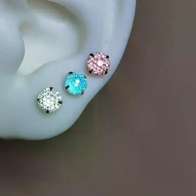 Multicolor Crystal Stud Earrings for Women Hypoallergenic Stainless Steel Jewelry