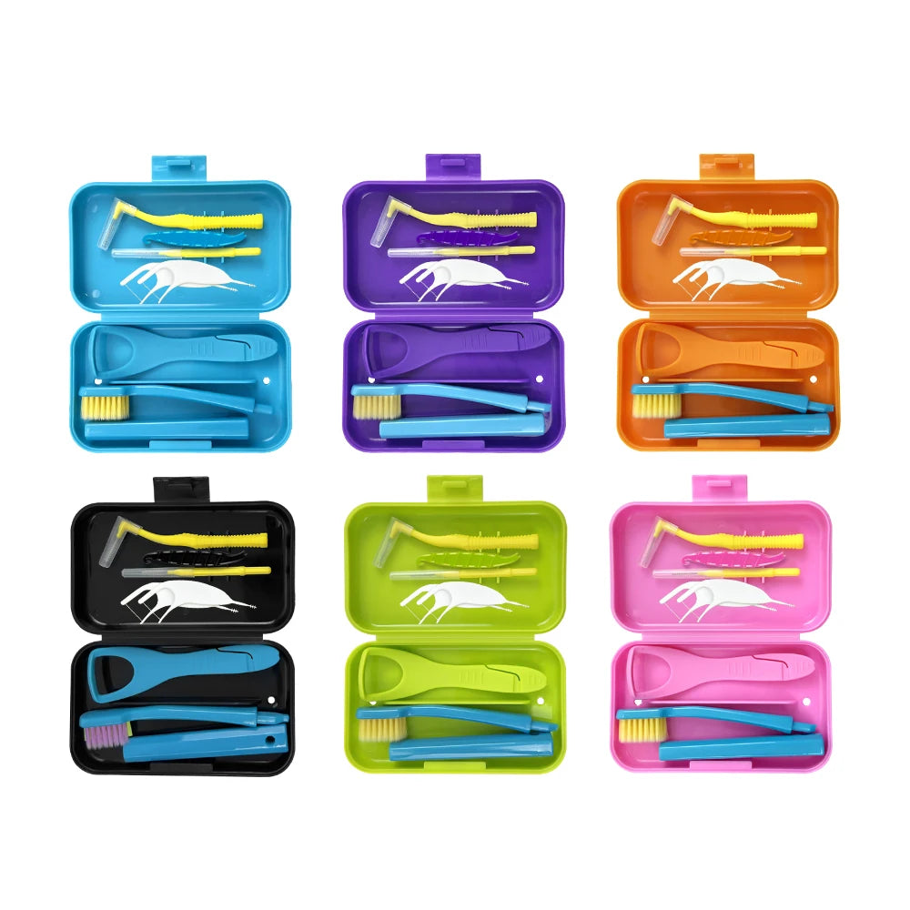Orthodontic Toothbrush Kit with Tongue Scraper & Interdental Brushes — Portable Oral Hygiene Set