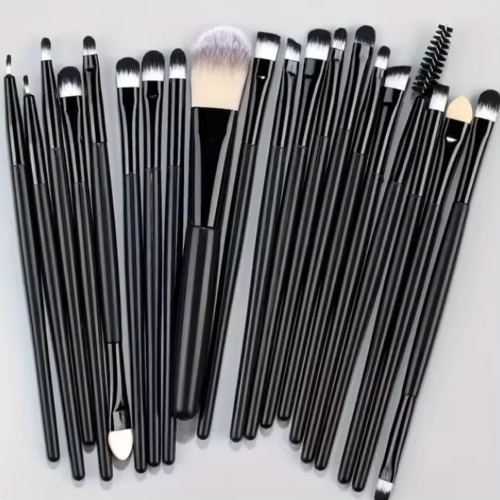 20-Piece Makeup Brush Set with Soft Wool Bristles & Multiple Handle Colors