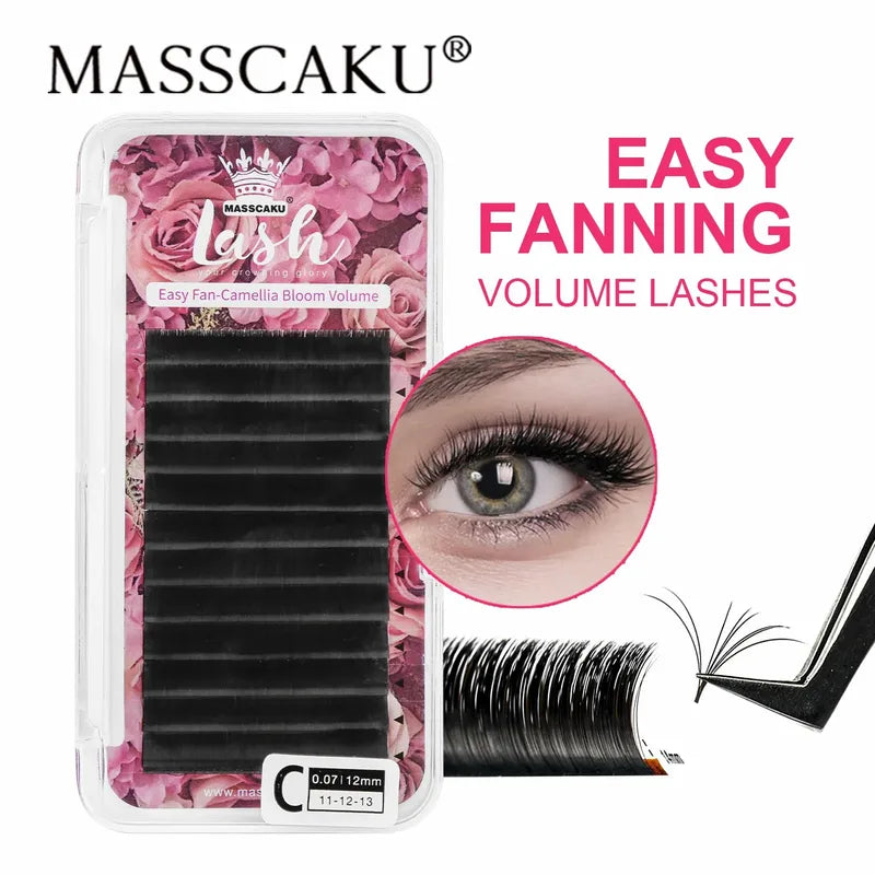 False Eyelashes Volume Fanning Bloom Faux Mink Individual Lashes