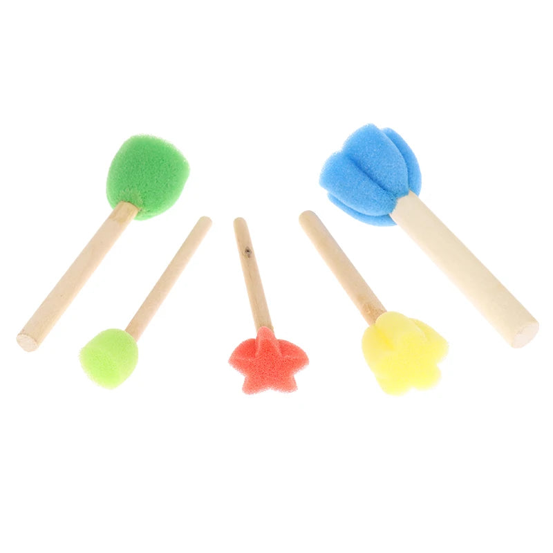 Kids Toddler Sponge Stamp Brush Art Kit for Drawing & Painting