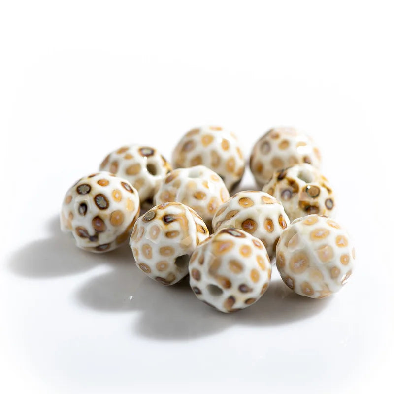 15mm Leopard Ceramic Beads 10-Pack High-Quality Porcelain Jewelry Components