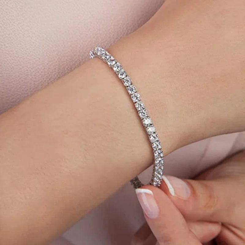 Women's Zirconia Tennis Bracelet Crystal Charm Wedding Jewelry Thin Chain