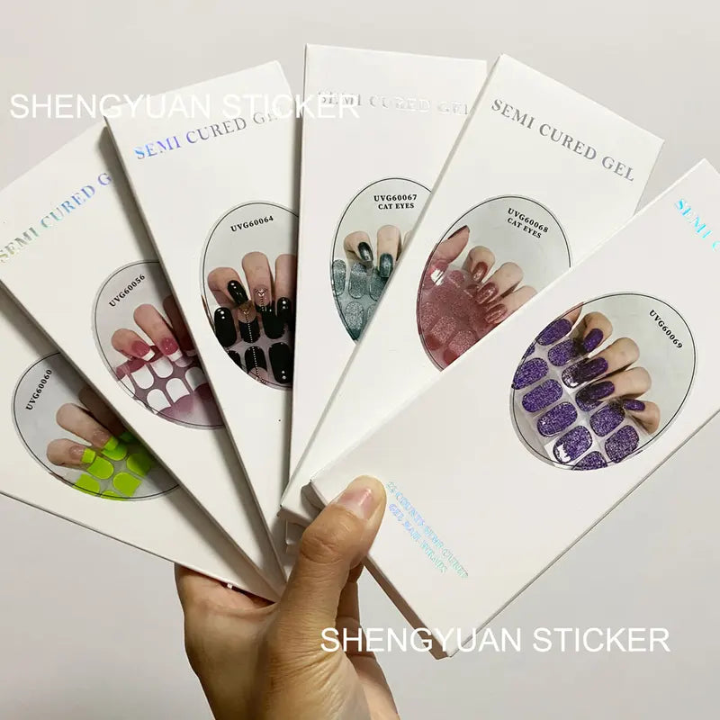 Semi Cured Gel Nail Stickers - Ombre Flower Aurora Nail Decorations for Salon & Home Use