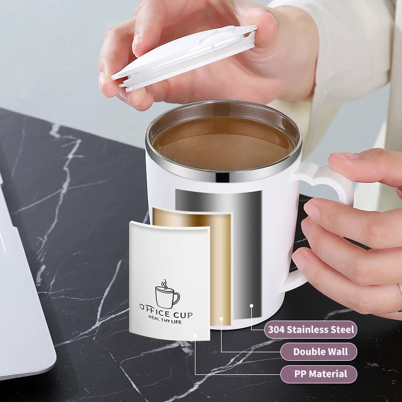 350ml Insulated Stainless Steel Coffee Mug with Handle Leak-Proof Vacuum Flask