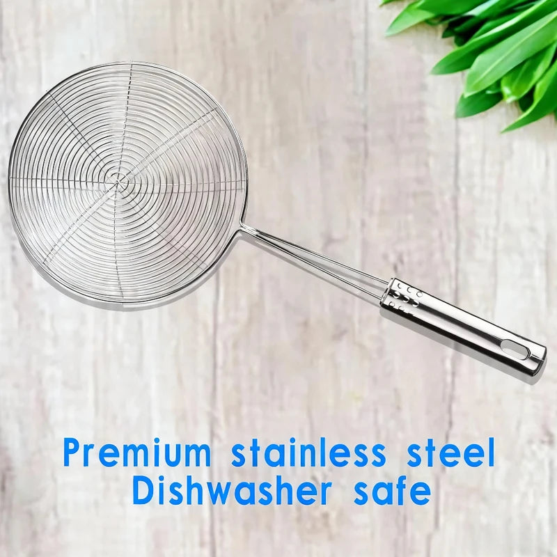 Stainless Steel Spider Strainer for Cooking and Frying, Multipurpose Kitchen Skimmer with Handle