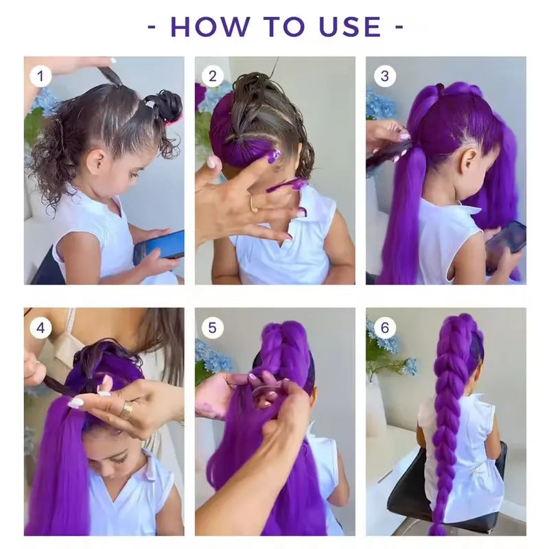 Synthetic 24-inch Long Purple Braiding Hair Extensions for Braids & Cosplay