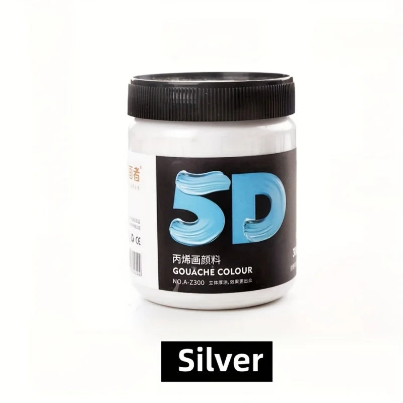 Silver Acrylic Paint 50/100/300ml Waterproof Non-Fading Pearlescent Finish for DIY Art