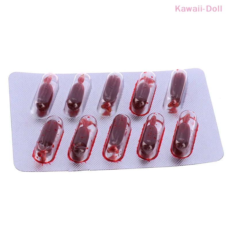 Fake Blood Capsules for Halloween Makeup & Pranks - 10pcs