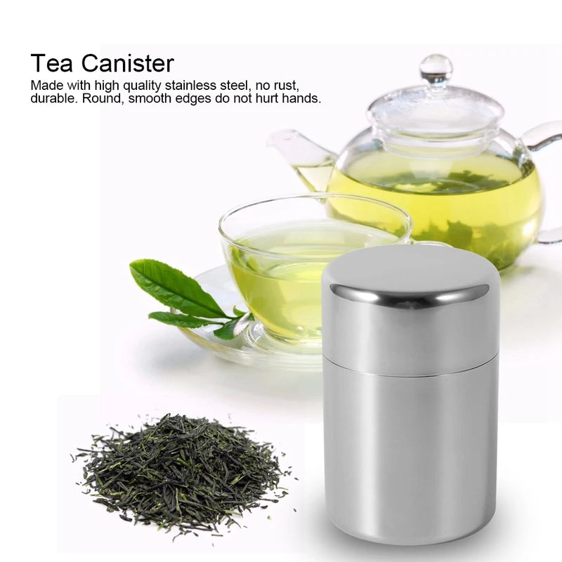 Stainless Steel Tea Canister Set with Lid - Food Storage Containers for Tea Coffee Sugar