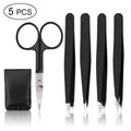 5-Piece Stainless Steel Eyebrow & Lash Tweezers Set Professional Hair Removal Tools