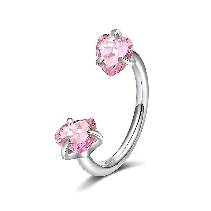 Steel Horseshoe Nose Ring with CZ Septum Hoop and Lip Piercing Jewelry