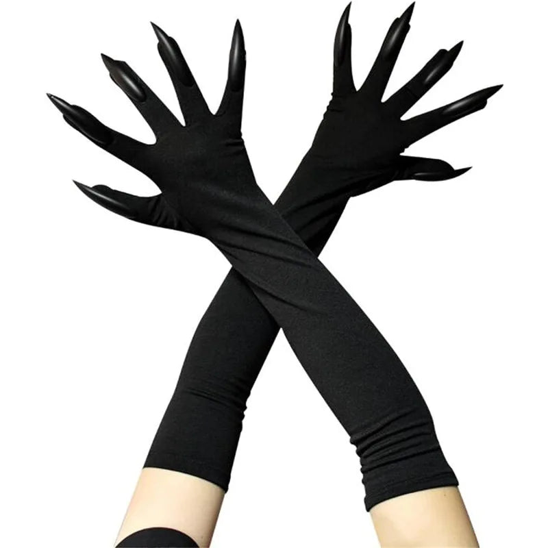 Halloween Cosplay Long Nail Gloves 40cm Spandex Ghost Claw Stage Performance